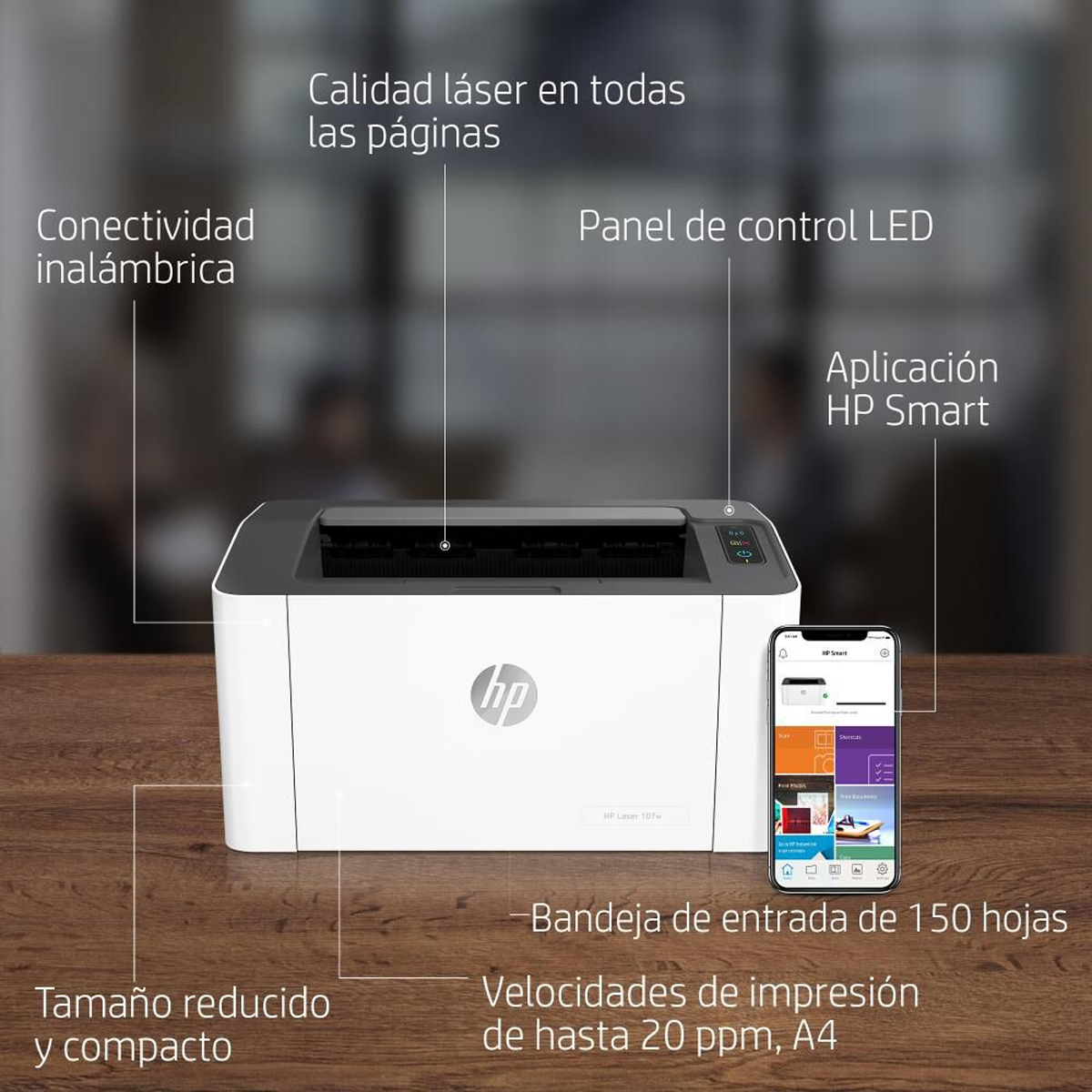 IMPRESORA HP LASER 107W BN 20PPM - Multitintas