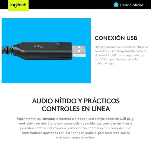 Auriculares con micrófono USB Logitech H390 con supresión de ruido