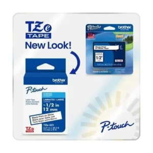 Cinta Brother TZE231G P-touch 12mm Negro sobre Blanco Laminada Resistente - Imagen 1