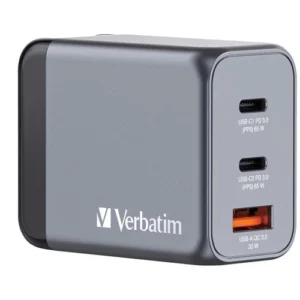 Cargador GaN 65W Verbatim 3 Puertos USB-C+A - Carga Rápida Universal para Laptop y Móvil - Imagen 2